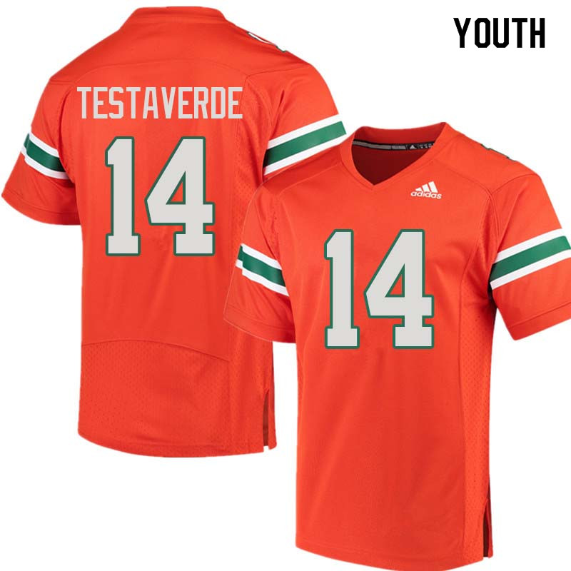 Youth Miami Hurricanes #14 Vinny Testaverde College Football Jerseys Sale-Orange - Click Image to Close